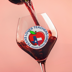 Texas Loves Teachers Wine Glass Koozies